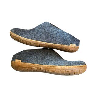 Glerups Shoe Slipper Blue Gray Wool With Rubber Sole Size 40 EU
